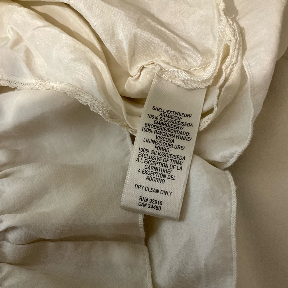 Ivory 100% Silk Juicy Couture Ruffle Lace Babydoll Blouse Size 6 - Picture 5 of 8
